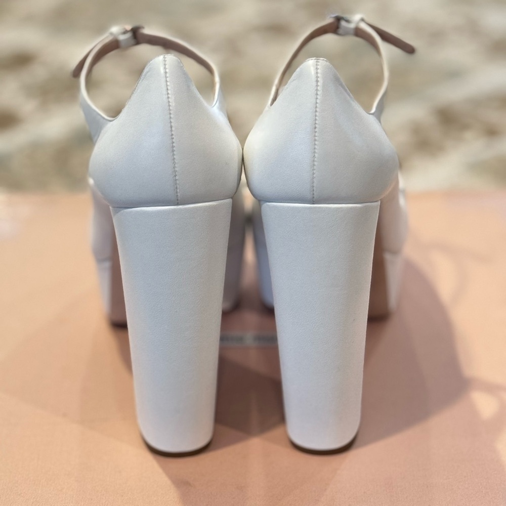 MIU MIU
Plain Mary Jane Platform Heels White Leather Women’s 40.5/10.5 - Picture 2 of 9
